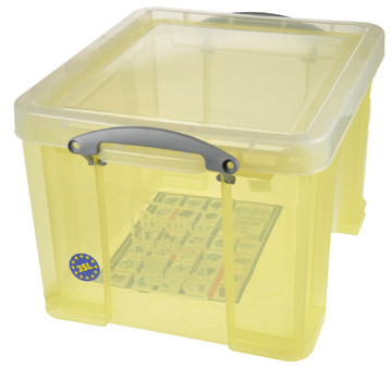 Opbergdoos Really Useful Box 35l transparant geel