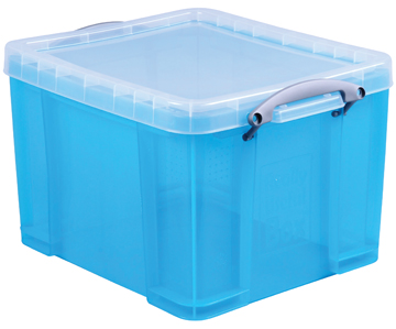 Opbergdoos Really Useful Box 35l transparant helblauw