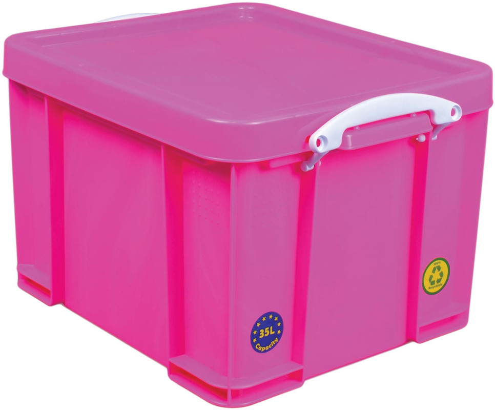 Opbergdoos Really Useful Box 35l neon roze