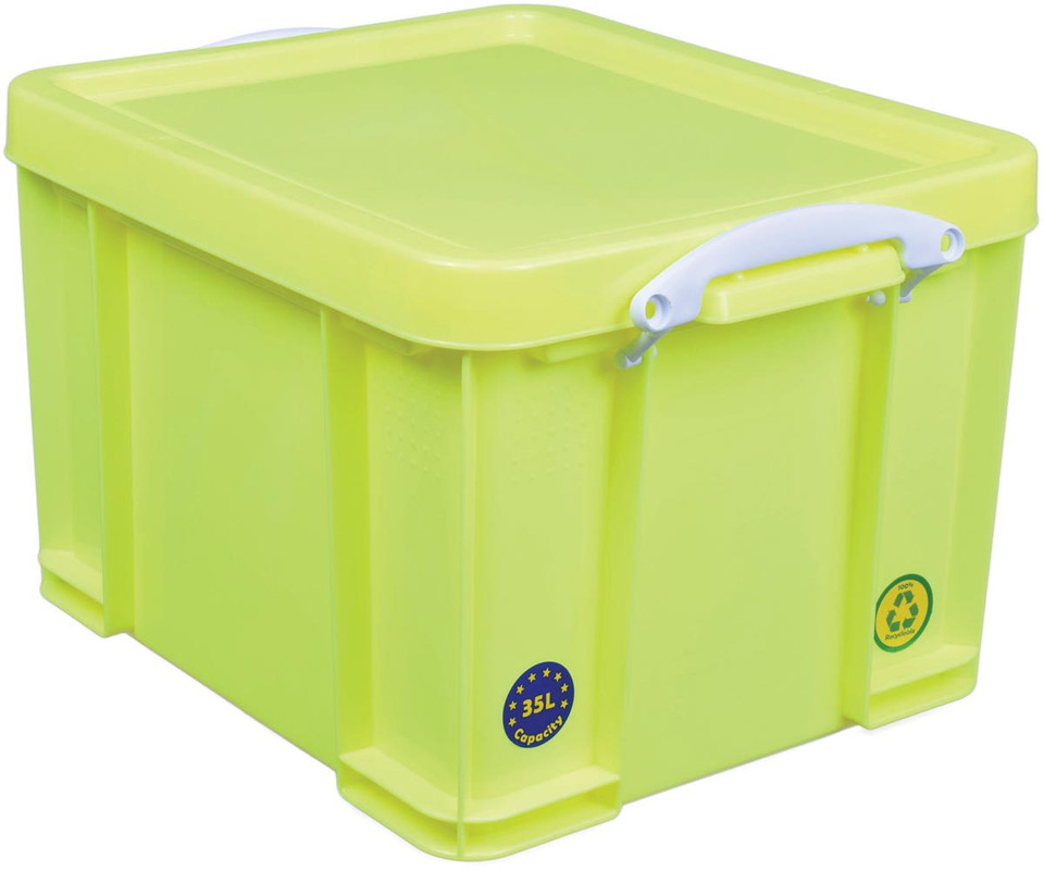 Opbergdoos Really Useful Box 35l neon geel