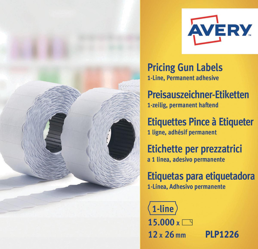 Etiket Avery Prijstang permanent 12x26mm 1.500 etik/rol geel (10)