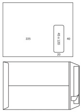 Zakomslag 230X310 wit + strip M/V rechts (250)