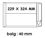 Zakomslag met balg 229X324X40 wit + strip (125)