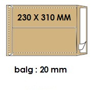 Zakomslag met balg 230X310X20 bruin + strip (250)