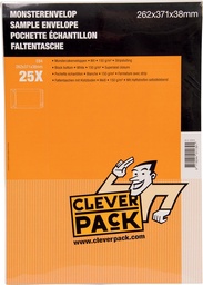 [CLE-530418] Monsterenvelop Cleverpack 262x371x38mm met strip wit (25)