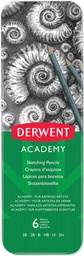 [TIM-2301945] Grafietpotlood Derwent Academy Blik 6 STUKS - 3B 2B B HB H 2H