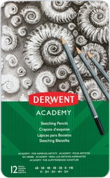 [TIM-2301946] Grafietpotlood Derwent Academy Blik 12 STUKS - 6B 5B 4B 3B 2B B HB H 2H 3H 4H 5H