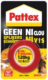 [TIM-1466652] Dubbelzijdige montagetape Pattex 19mm x 1,5m tot 120kg