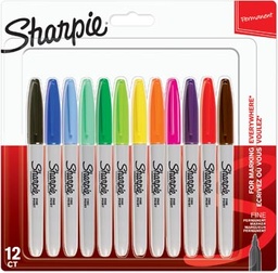 [TIM-2065404] Permanent marker Sharpie fijne ronde punt 1mm assorti (12)