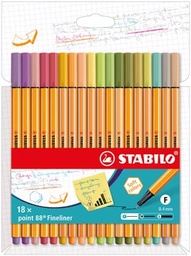 [TIM-881822] Fineliner Stabilo Point 88 assorti zachte kleuren (18)