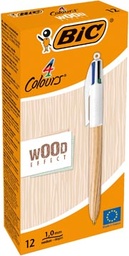 [TIM-508964] Bic Balpen Bic 4 Colours Wood Style medium assorti