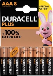 [TIM-4141384] Duracell batterij Plus 100% AAA, (8)