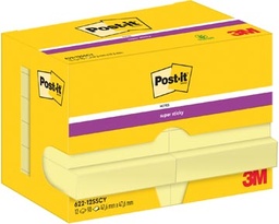 [TIM-7129190] Memoblok Post-It Super Sticky Notes 47,6x47,6mm 90vel geel (12)