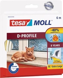 [TIM-5393010] Tochtstrip Tesa Moll Classic D-profiel 6m zelfklevend wit