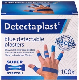 [TIM-8142ED] Textielpleister Detectaplast Elastic metaal detecteerbaar assorti afmetingen blauw (100)