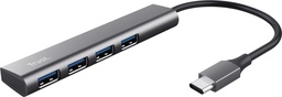 [TIM-24948] USB-C 3.2 Hub 4-poorten Trust Halyx zilver