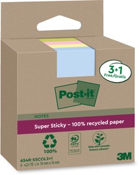 [TIM-654AS31] Memoblok Post-it Super Sticky Notes Recycled 76x76mm 70vel assorti 3+1gratis (4)