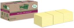 [TIM-654Y14] Memoblok Post-it Super Sticky Notes Recycled 76x76mm 70vel geel 14+4gratis (18)