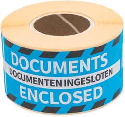 [TIM-76104R] Etiketten Rillprint 46x125mm 'Documenten ingesloten' blauw/zwart (250)