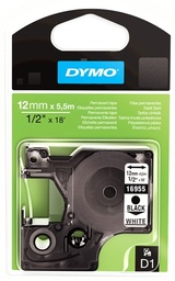 [DYM-S0718060] Dymo D1 tape perm poly 12mmx5,5m zwart/wit (16959)