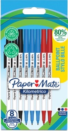 [TIM-K187680] Balpen Paper Mate Kilometrico medium assorti (8)