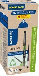 [TIM-424741] Greenball Pilot 10 rollers + 10 vullingen medium punt 0,7mm zwart