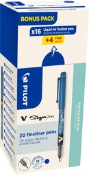 [TIM-424819] Pen Pilot fineliner V-Sign medium punt 0,6mm blauw 16+4 stuks