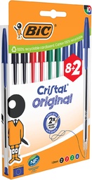 [TIM-516355] Balpen Bic Cristal medium blister assorti 8+2 gratis (10)