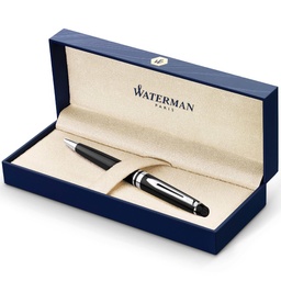 [TIM-S951800] Balpen Waterman Expert blauwe inkt medium punt in giftbox zwart/zilver