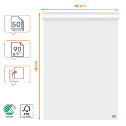 [ACCO-1915658] Papierblok voor flipchart Nobo premium 60x85cm geruit/blanco 90gr 50vel