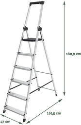 [TIM-8632605] Trapladder Brasq SL600 aluminium 6 treden zilver