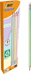 [TIM-518306] Potlood Bic Evolution Pastel HB met gom pastel assorti (12)