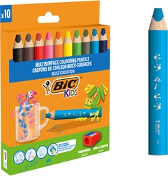 [TIM-515276] Kleurpotlood Bic Kids Multisurface incl slijper assorti (10)