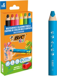 [TIM-515220] Kleurpotlood Bic Kids Multisurface inclusief slijper etui assorti (6)