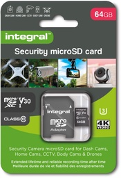 [TIM-8446847] Geheugenkaart micro SDXC Integral Security Class 10 V30 64GB