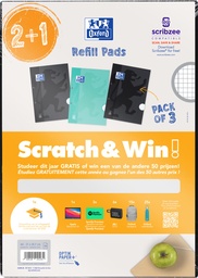 [TIM-4190199] Cursusblok Oxford School A4 geruit 5mm 100vel assorti ACTIE Scratch&Win en 2+1gratis 