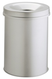 [DUR-330510] Afvalbak Durable SAFE metaal rond 15L met vlamdover grijs