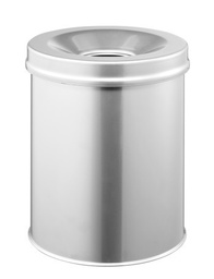 [DUR-330523] Afvalbak Durable SAFE metaal rond 15L met vlamdover metaal/zilver