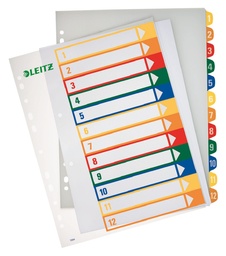 [ESS-12940000] Tabbladen Leitz PP A4 maxi 1-12 11-gaats assorti (100214)