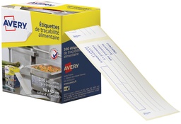 [TIM-ETIHACF] Etiketten voedselcodering Avery 98x40mm afscheurbaar in dispenser Franstalig (300)