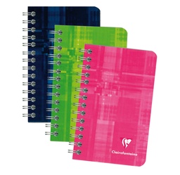 [EXA-8582C] Spiraalschrift Clairefontaine PP 7,5x12cm geruit 100blz assorti