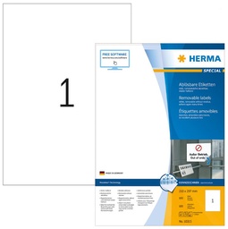 [HER-10315] Etiket Herma 01 etik/bl A4 210x297mm afneembaar met splitten 100bl/d