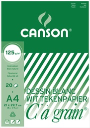 [TIM-0027139] Tekenblok Canson "C" à grain 21x29,7cm 125gr wit 20 vel