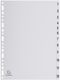 [TIM-1912E] Tabblad Exacompta PP A4 1-12 18-gaats grijs