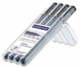 [TIM-308WP4] Fineliner Staedtler Pigment Liner 308 ≠ breedtes zwart (4)