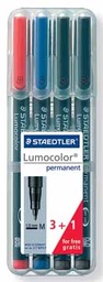 [TIM-317WP4] Permanent marker Staedtler Lumocolor OHP 317 ronde punt 1mm assorti (4)