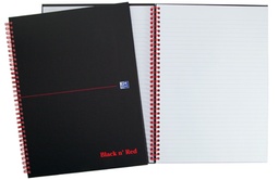 [TIM-4047651] Spiraalboek Oxford Black n' Red hardcover A5 gelijnd 280blz