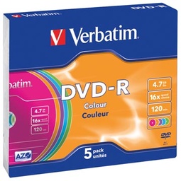 [TIM-43557] DVD-R Verbatim 4,7GB 16X slim case colour (5)