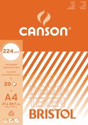 [TIM-457110] Tekenblok Canson bristol 21x29,7cm 224gr wit 20 vel