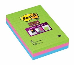 [TIM-660SUC] Memoblok Post-it Super Sticky 102x152mm gelijnd assorti (3)